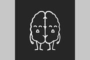 Sad human brain emoji chalk icon