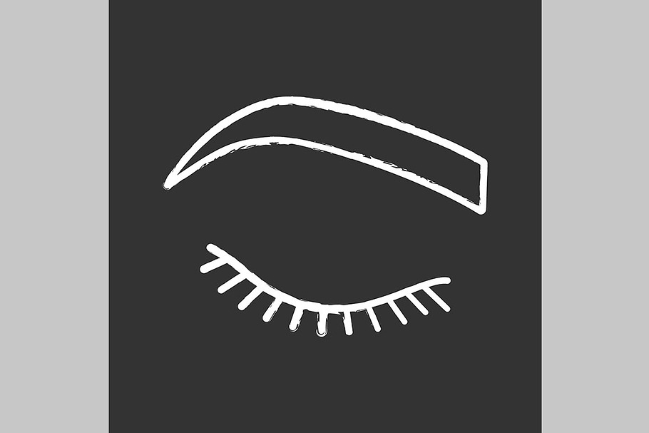 Closed woman eye chalk icon in Icons - product preview 8