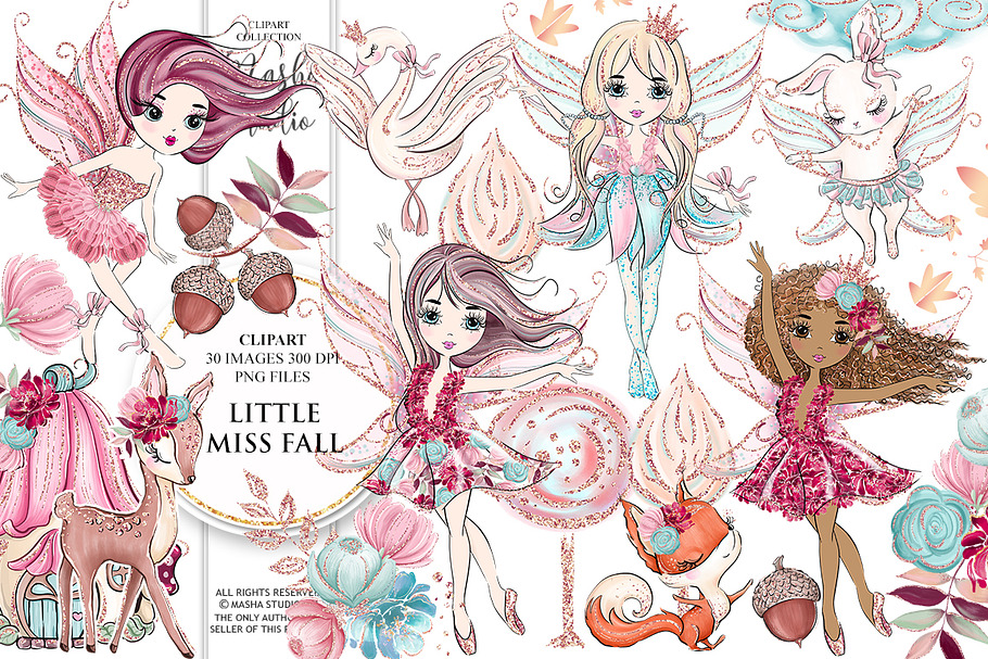 LITTLE MISS FALL Clipart in Illustrations - product preview 8