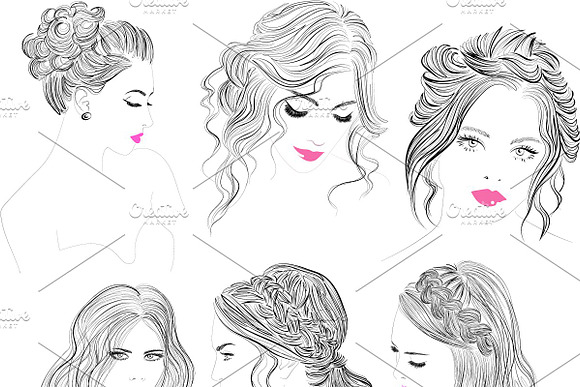 90 Vector hairstyles bundle in Illustrations - product preview 2
