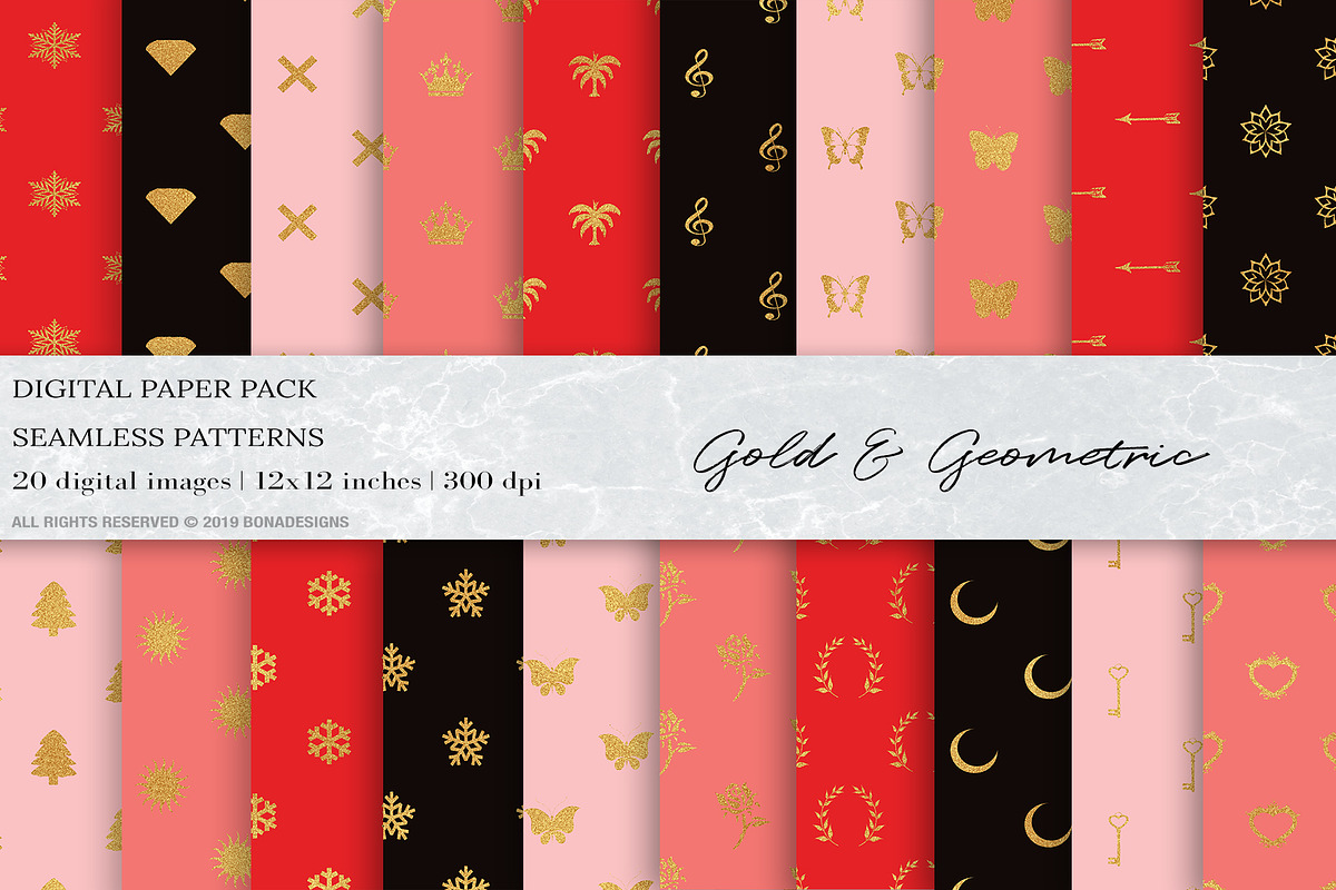 Gold Geometric Seamless Patterns in Patterns - product preview 8