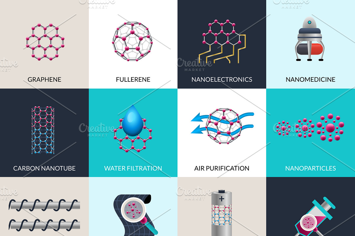 Nanotechnology applications icons in Icons - product preview 8