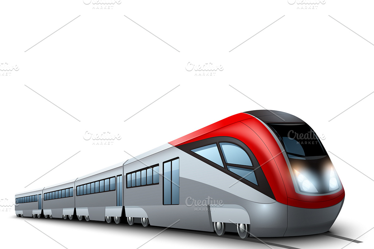 High speed realistic modern train in Illustrations - product preview 8