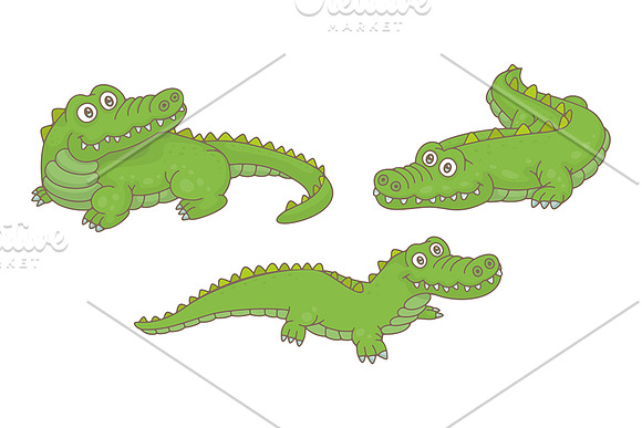 Set of Crocodiles and Pattern in Illustrations - product preview 1
