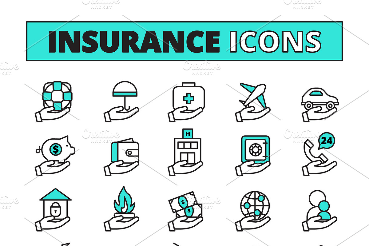 Insurance line icons set in Icons - product preview 8
