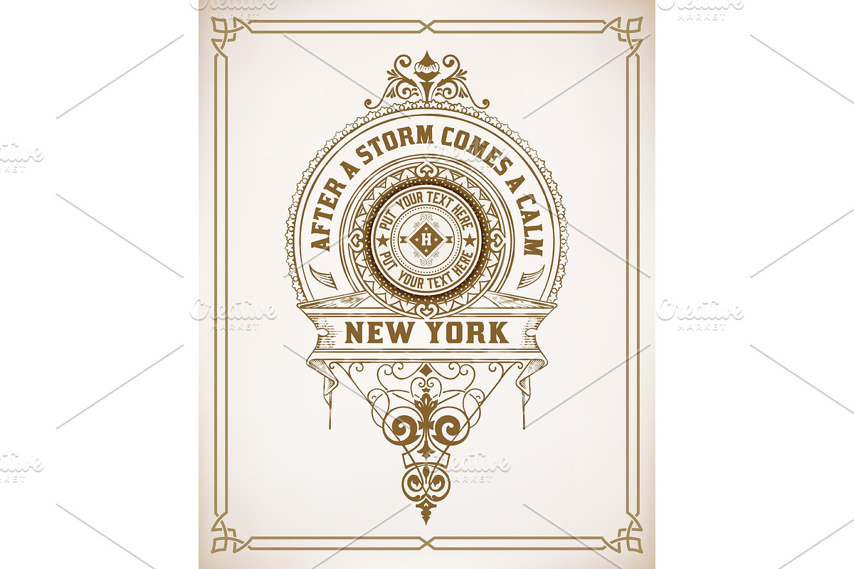 Vintage logo with floral ornaments in Illustrations - product preview 8