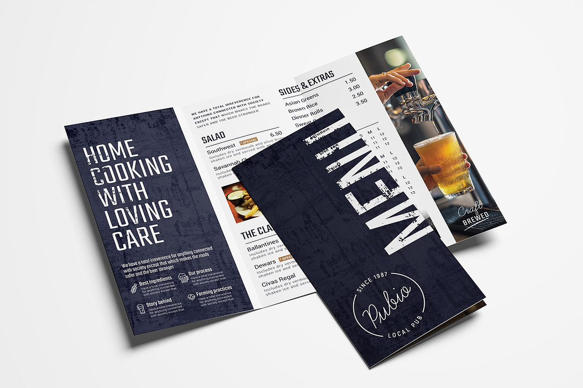 Bar Tri-Fold Menu Template in Brochure Templates - product preview 8