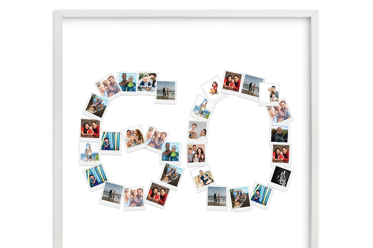 Number 60 Photo Collage Template in Stationery Templates - product preview 8