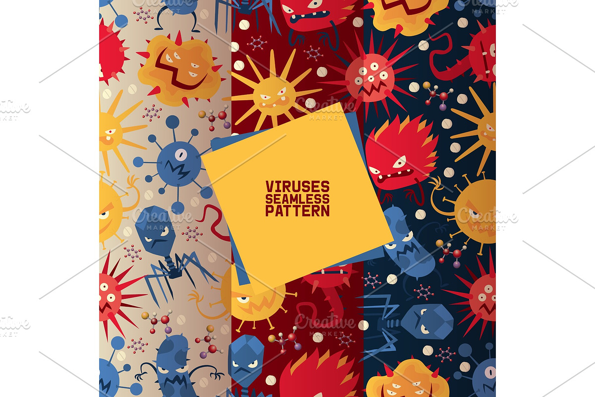 Viruses set of seamless patterns in Objects - product preview 8