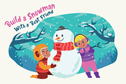 Build Snowman - Vector Illustration