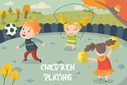 Children Playing-Vector Illustration