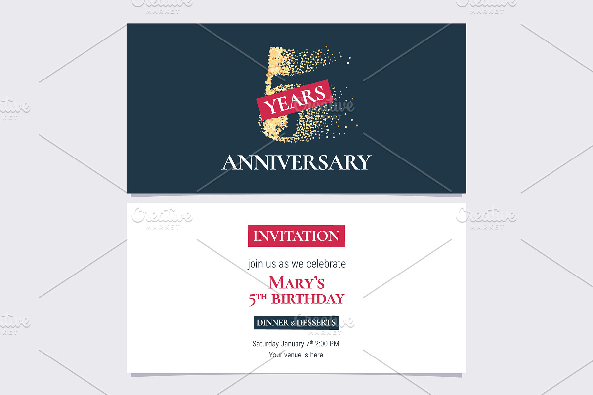 5th anniversary invitation vector in Illustrations - product preview 8