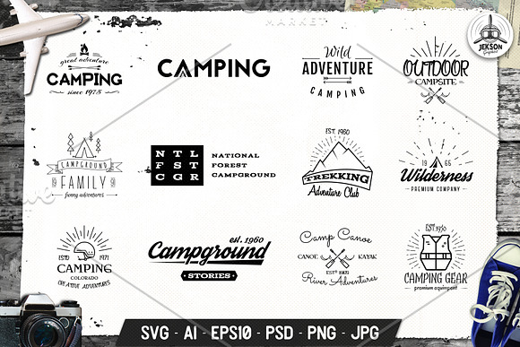 Outdoor Adventure Badges, Camp Logos in Logo Templates - product preview 3