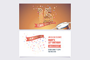 15th anniversary party invite vector