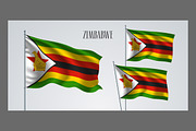 Zimbabwe waving flags vector