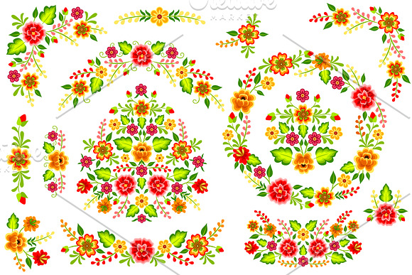 Mexican Flowers (EPS, PNG, JPG) in Illustrations - product preview 2