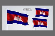 Cambodian waving flags vector