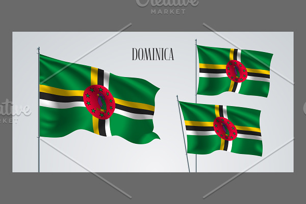 Dominica waving flags vector