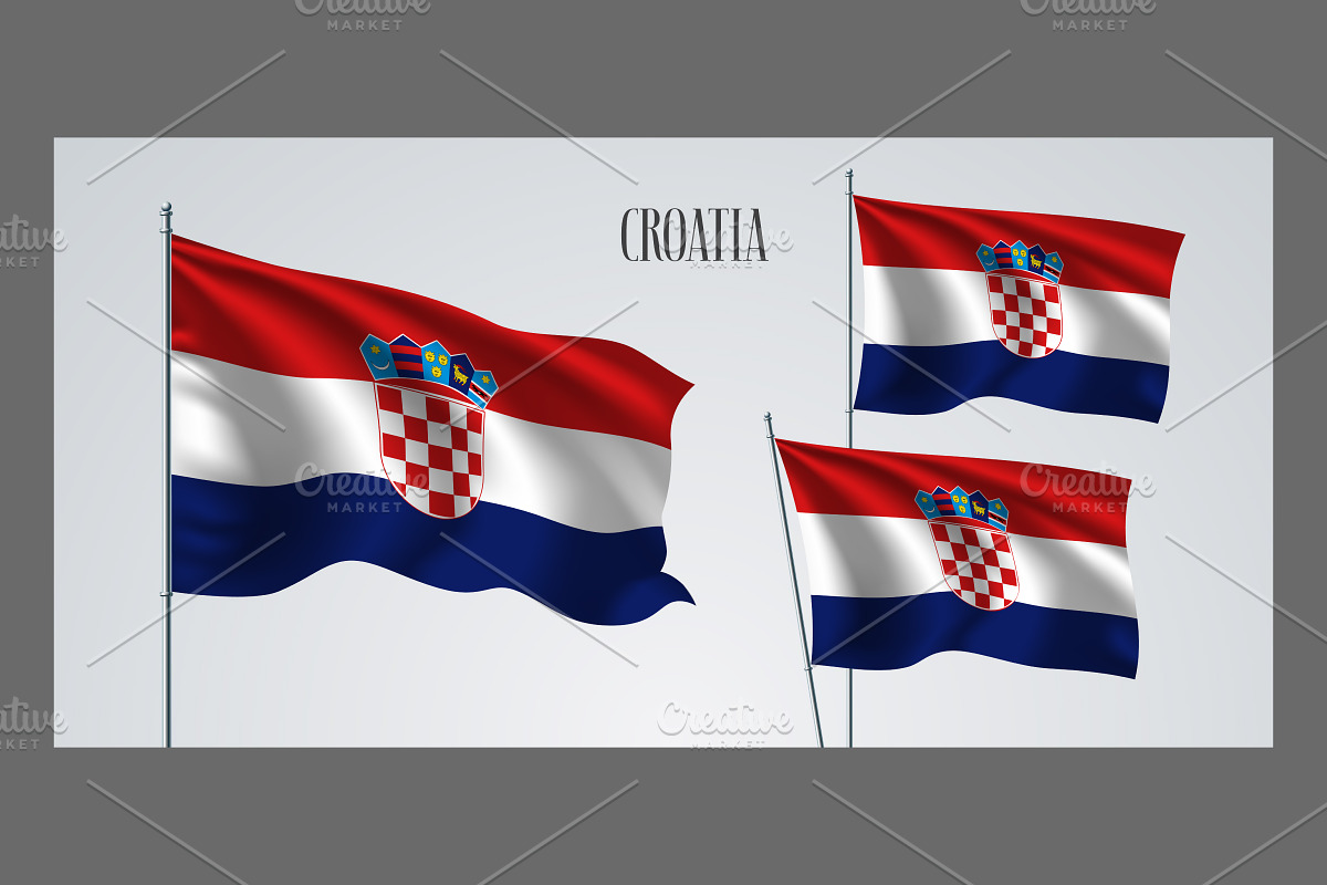 Croatia waving flags vector in Illustrations - product preview 8