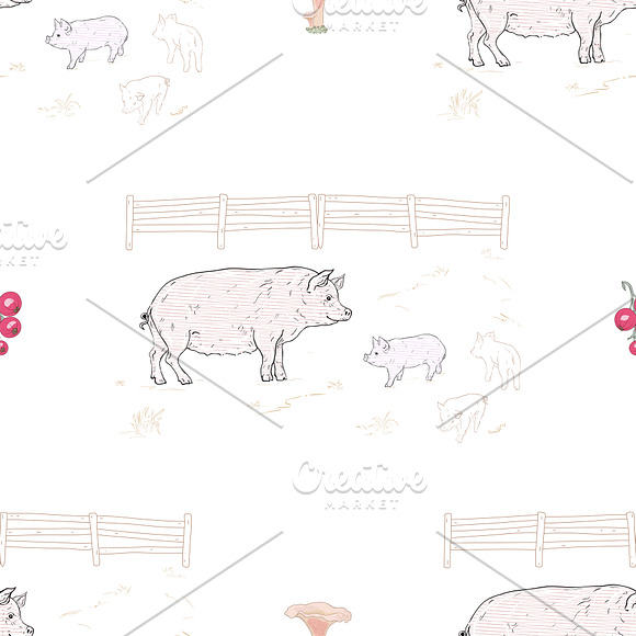 Pig and Piglets seamless pattern in Patterns - product preview 1