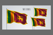 Sri Lanka waving flags vector