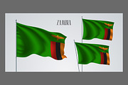 Zambia waving flags vector