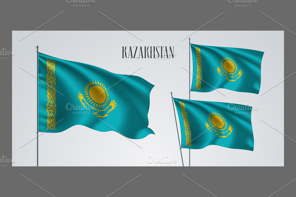 Kazakhstan waving flags vector in Illustrations - product preview 8