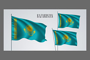 Kazakhstan waving flags vector