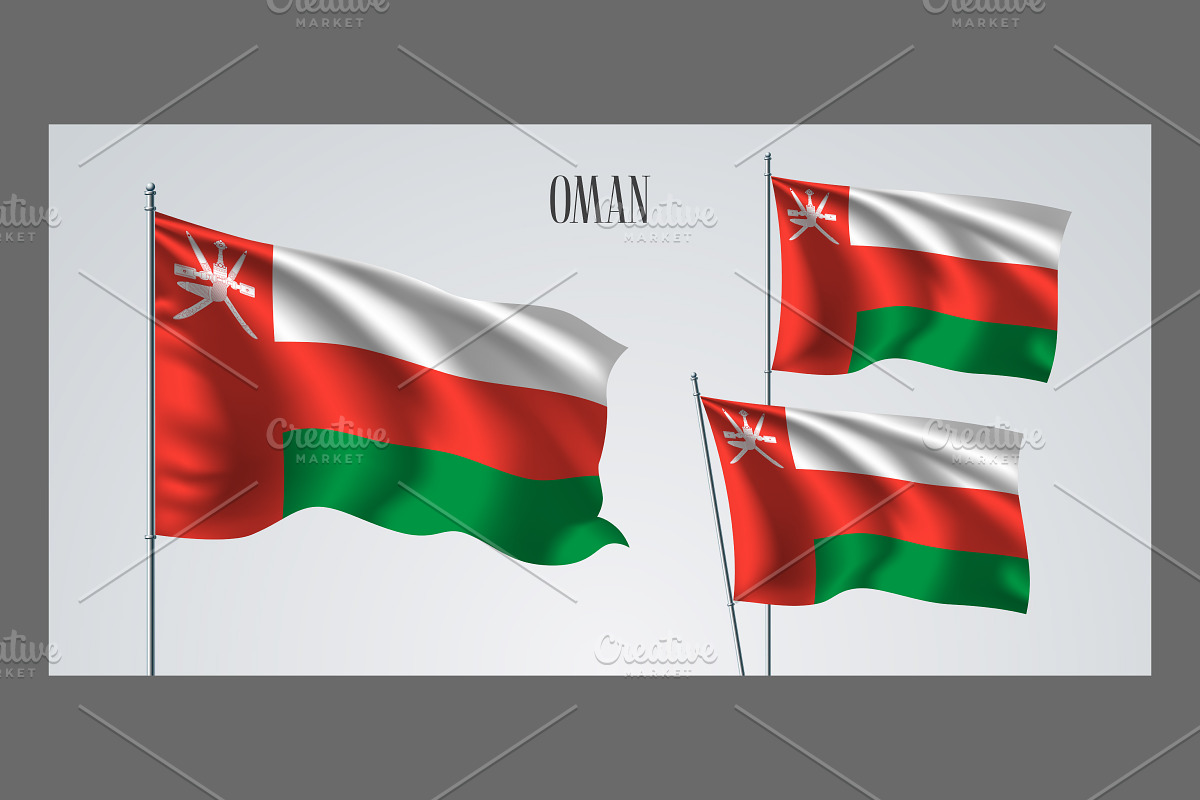 Oman waving flags vector in Illustrations - product preview 8