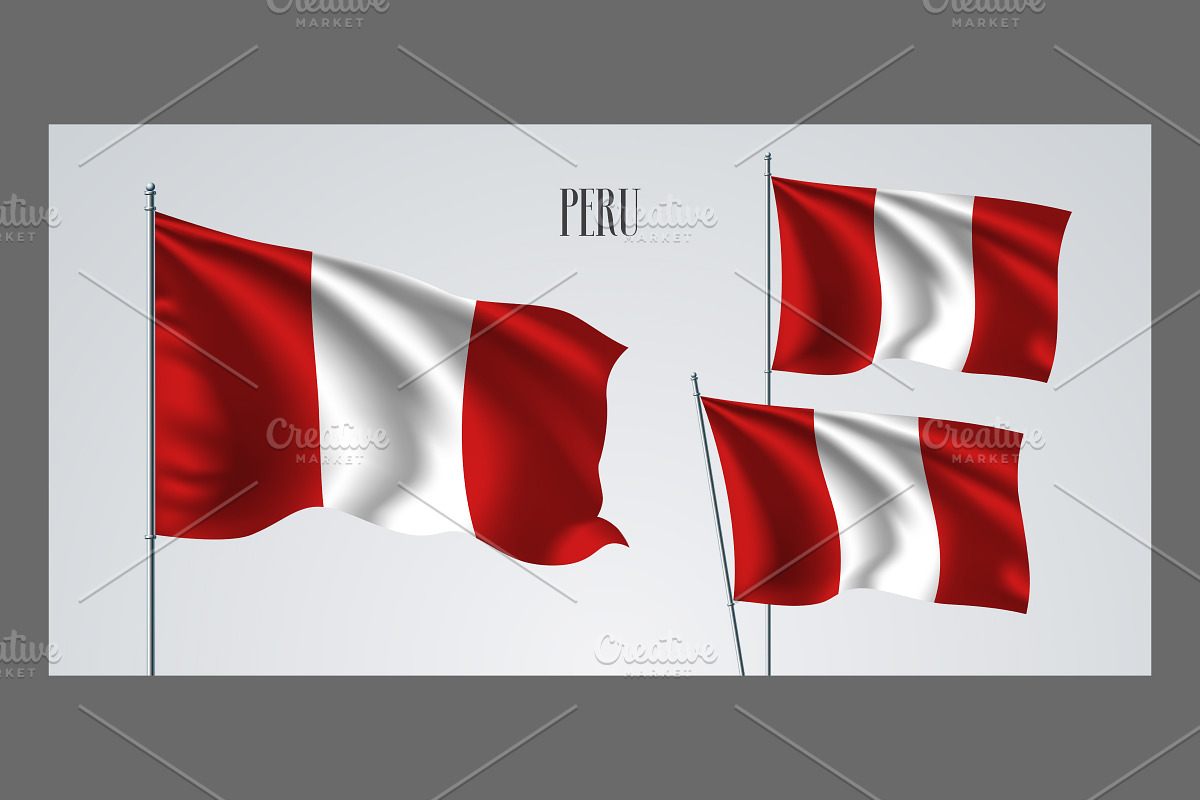 Peru waving flags vector in Illustrations - product preview 8
