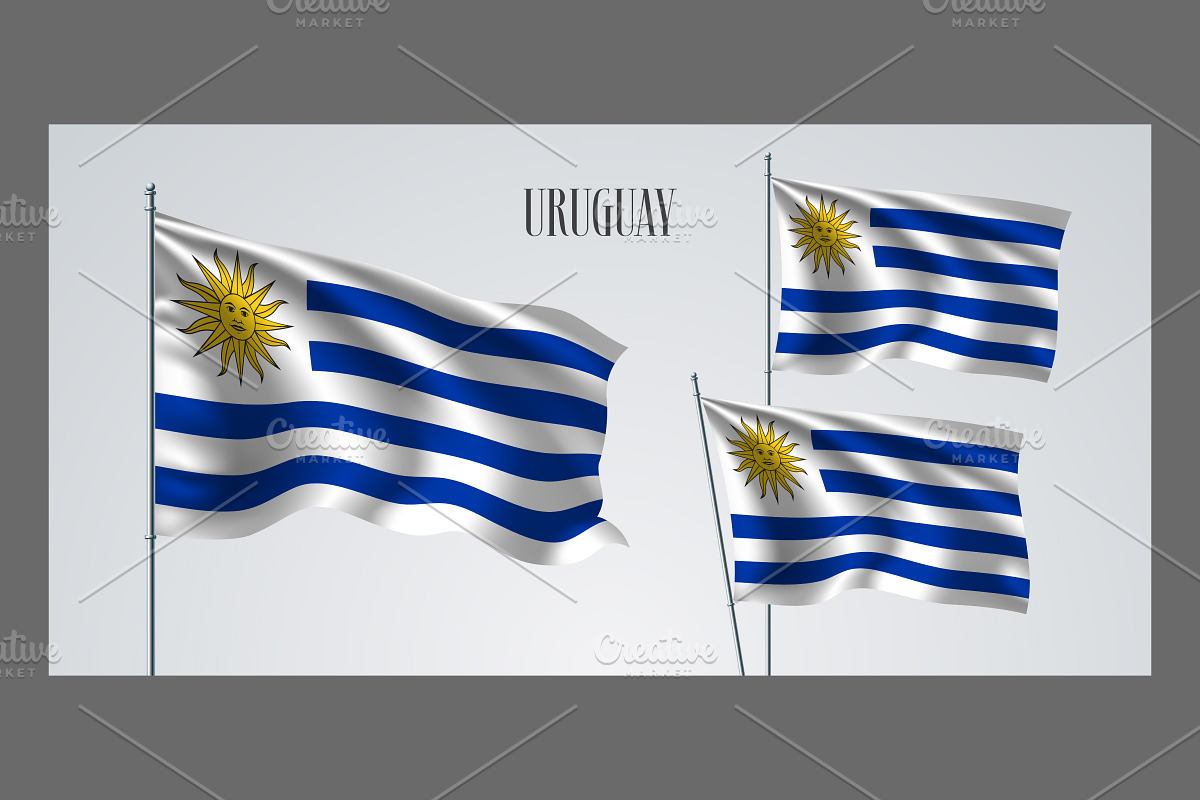 Uruguay waving flags vector in Illustrations - product preview 8