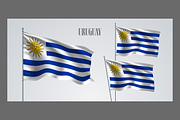 Uruguay waving flags vector
