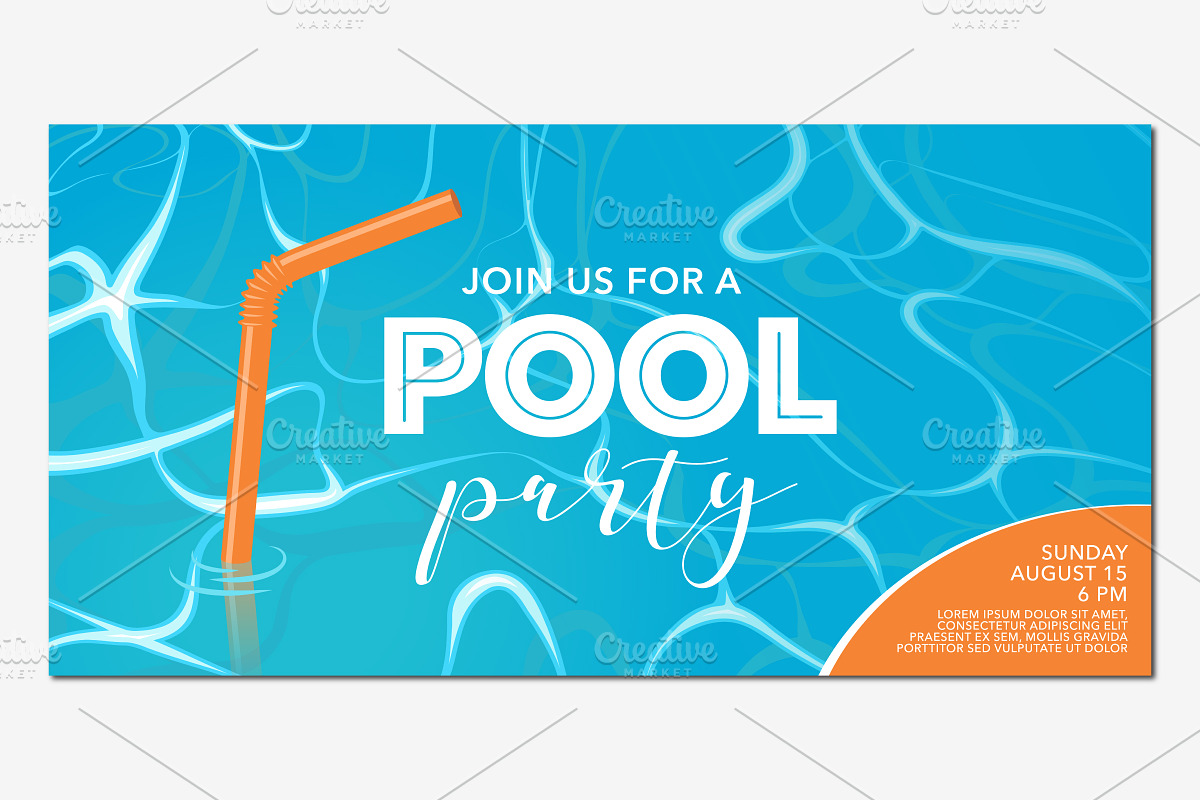 Pool party poster, banner vector in Illustrations - product preview 8