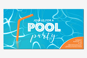 Pool party poster, banner vector