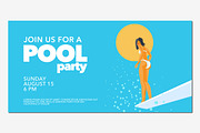 Pool party invite, banner vector