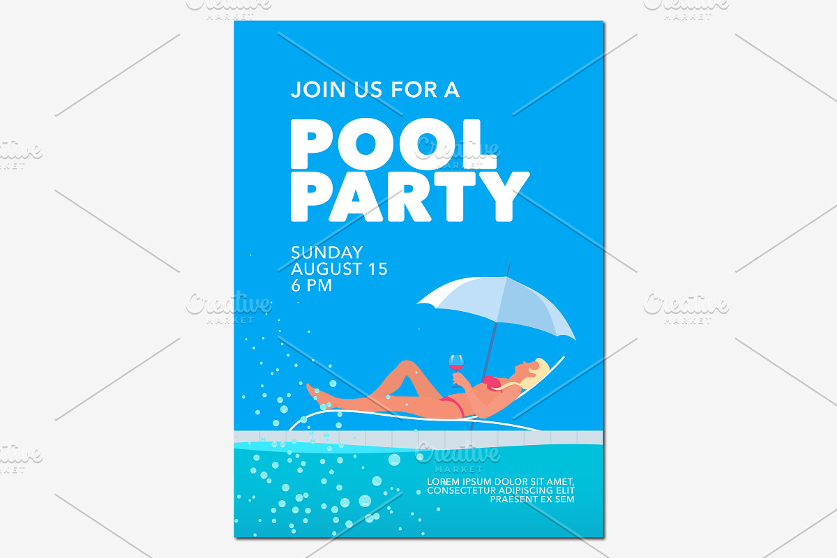 Pool party poster vector in Illustrations - product preview 8