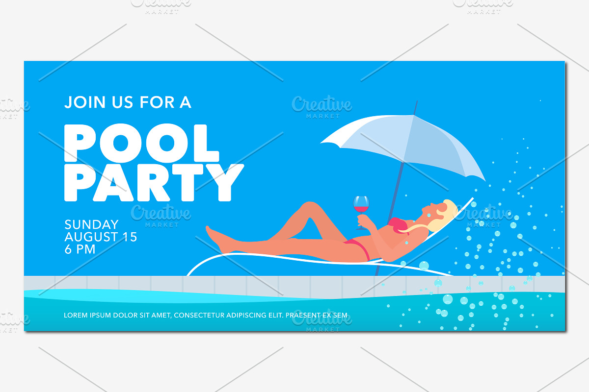 Pool party banner vector in Illustrations - product preview 8