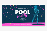 Pool party invite, banner vector
