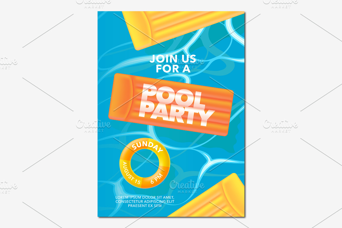 Pool party poster vector in Illustrations - product preview 8