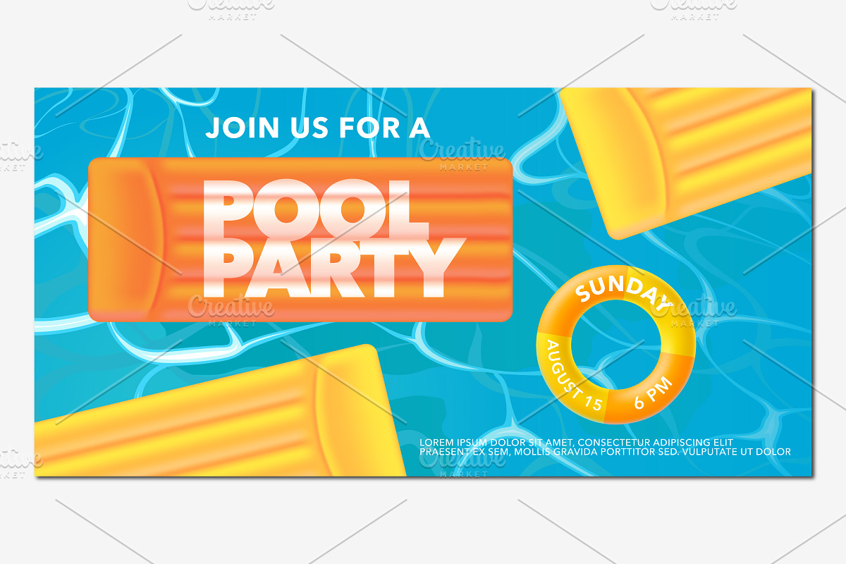 Pool party background vector in Illustrations - product preview 8