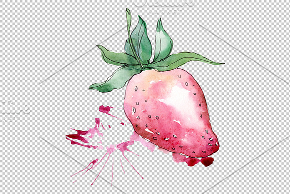 Strawberry "Gigantella" watercolor in Illustrations - product preview 1