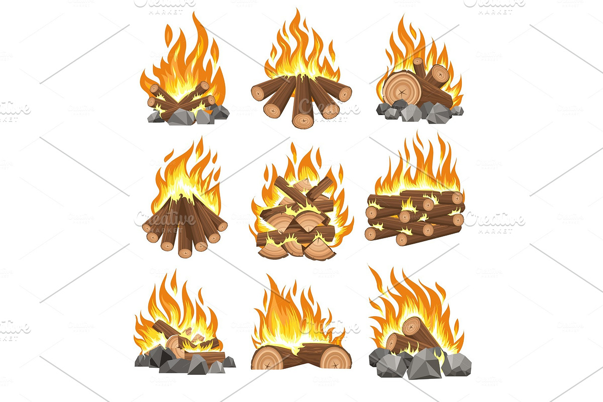 Bonfire firewood set in Illustrations - product preview 8