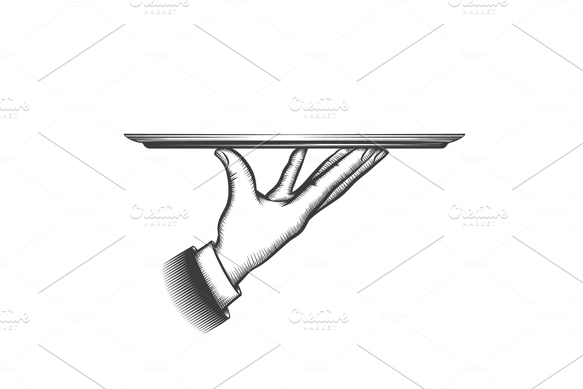 Butler serving tray in Illustrations - product preview 8