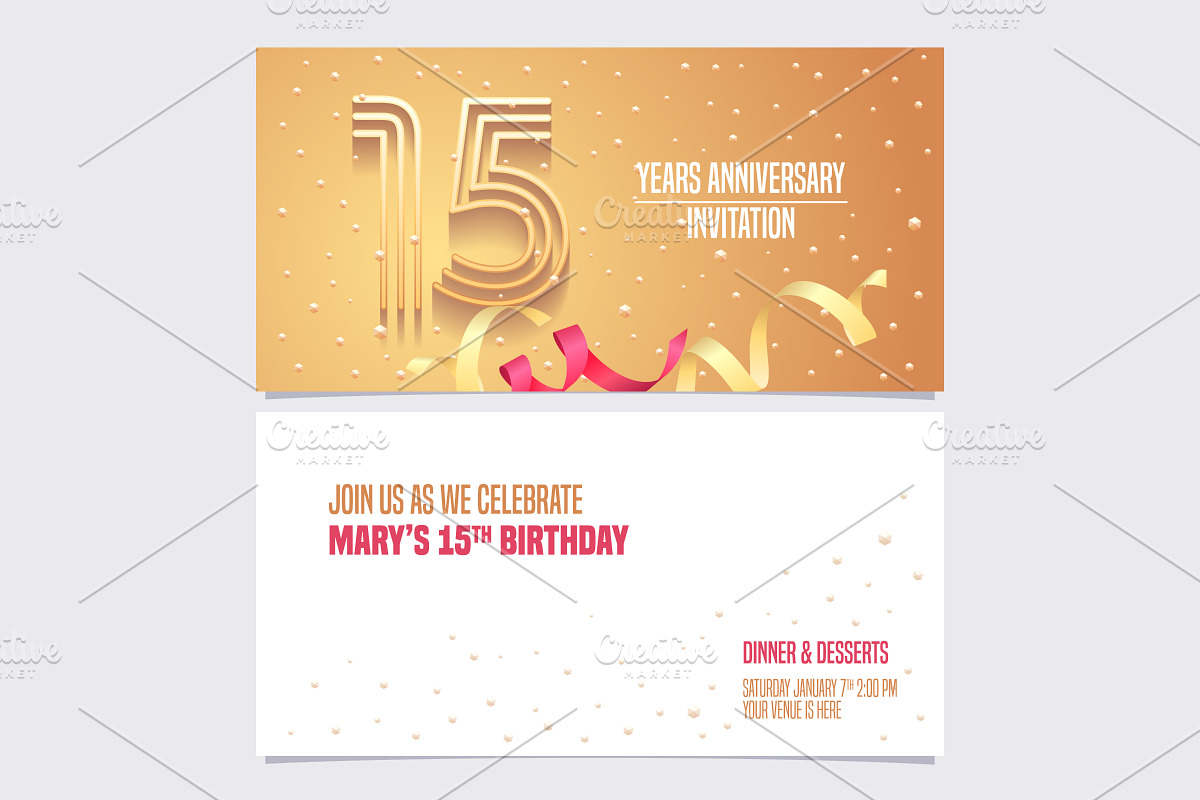 15th anniversary invitation vector in Illustrations - product preview 8