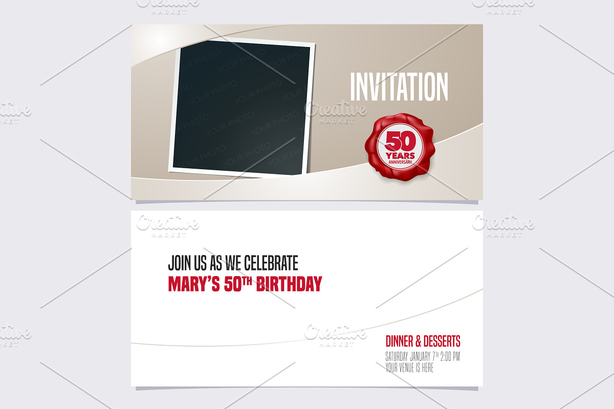50th anniversary invitation vector in Illustrations - product preview 8