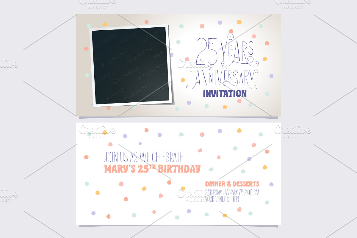 25th anniversary invitation vector in Illustrations - product preview 8