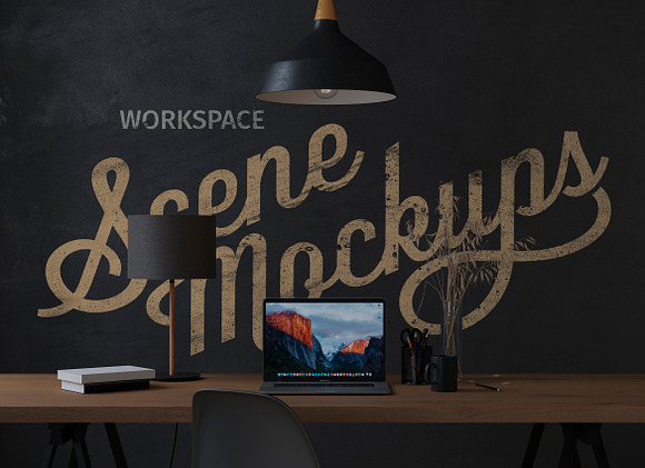 Workspace interior scene desk in Scene Creator Mockups - product preview 1