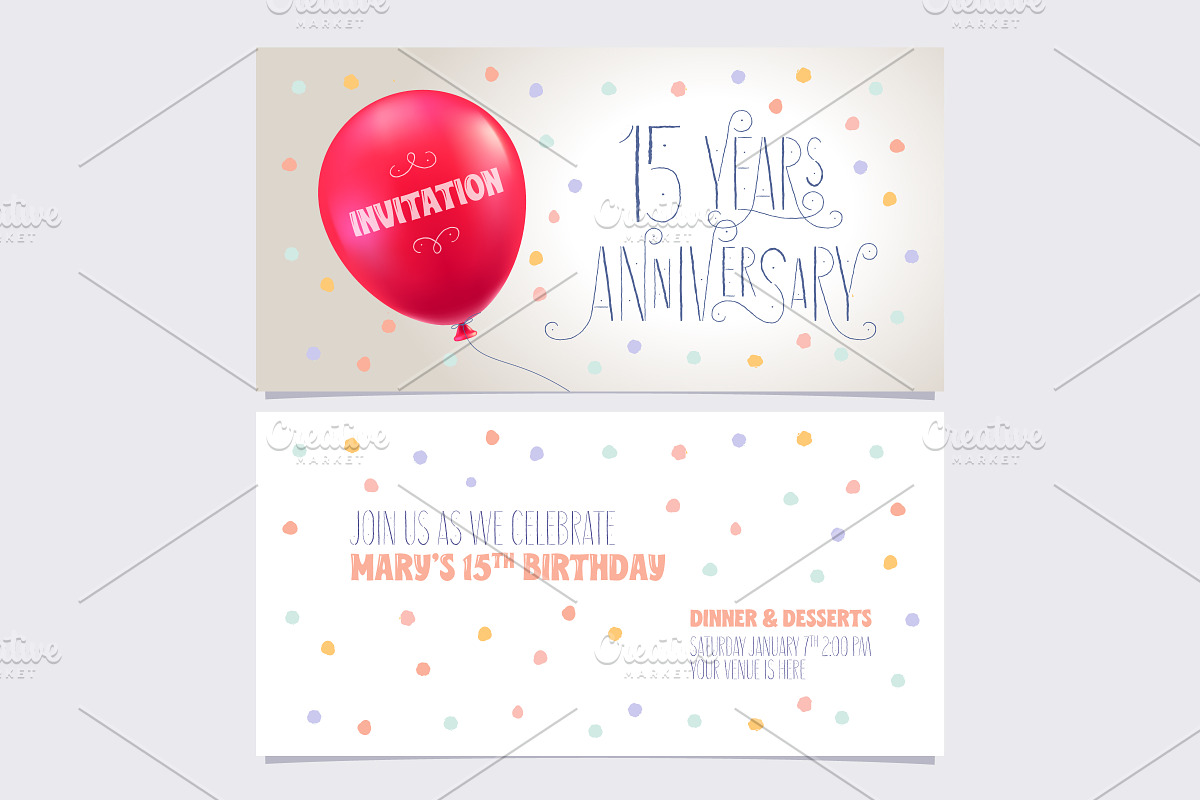 15th anniversary invite vector in Illustrations - product preview 8