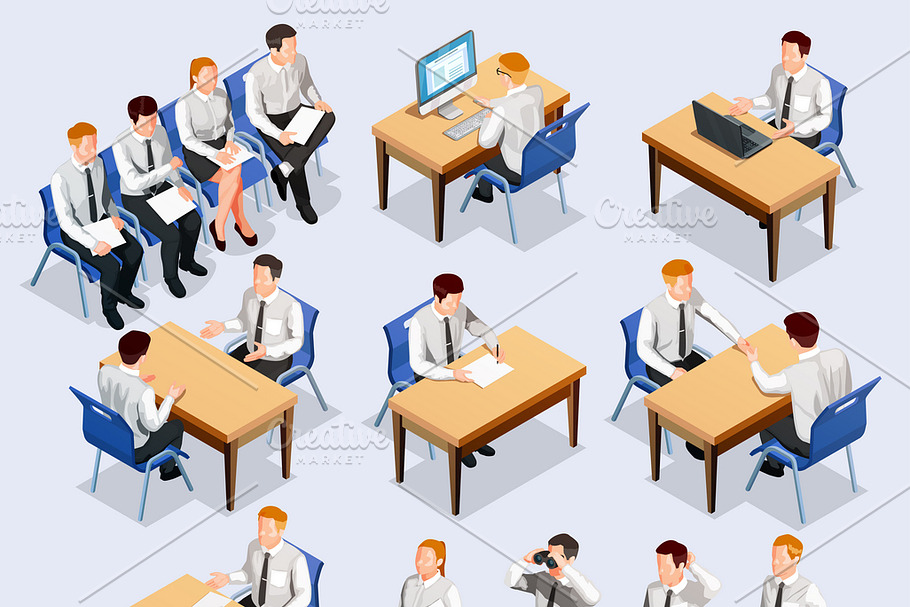 Recruitment isometric people set in Icons - product preview 8