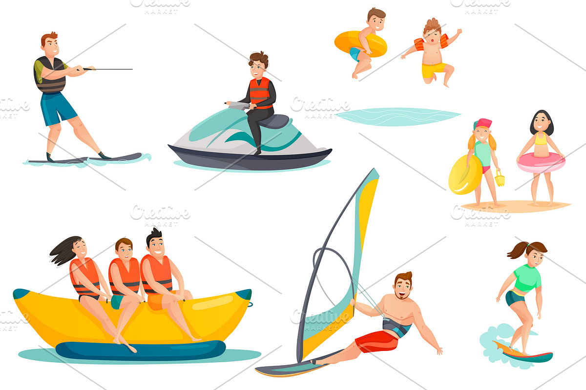 Summer water activities set in Icons - product preview 8
